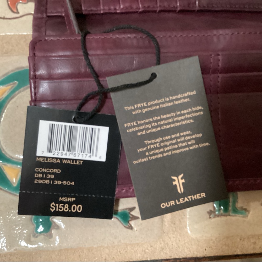 RARE Frye (Deborah) Studded Handbag with Wallet, Dusty Wine - Picture 15 of 16